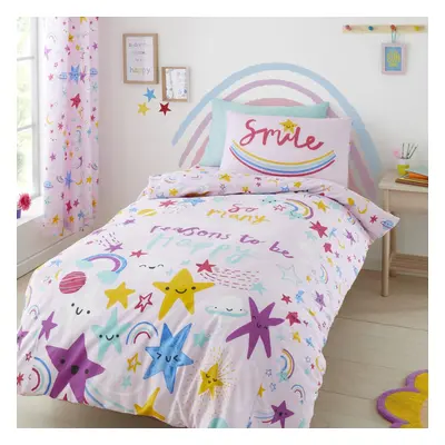 Happy Stars Duvet Cover Pink Double