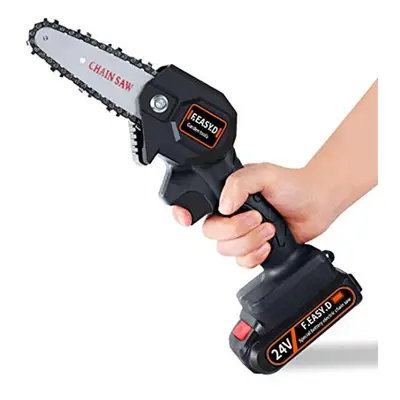 (black, UK) Wireless Electric Chainsaw Household Type Hand-held Chainsaw Wireless Lithium Batter