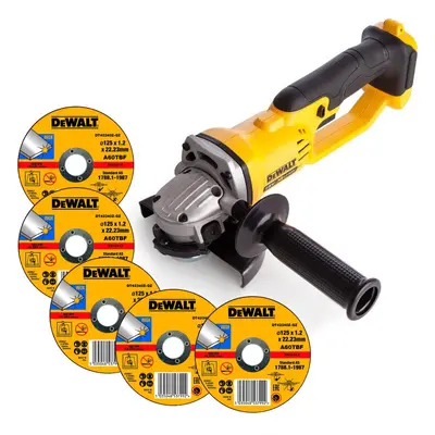 Dewalt DCG412N 18v XR Cordless 125mm Angle Grinder + 5x Disc 125mm Thin Discs