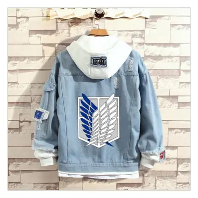 (blue, S) Attack On Titan Jacket Casual Loose Denim Jacket For Men And Women