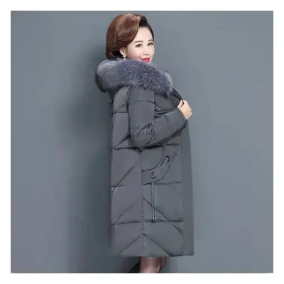 (grey, XXL) Women&apos;s Mid-length Cotton-padded Jacket Large Size Autumn And Winter Jacket Loo