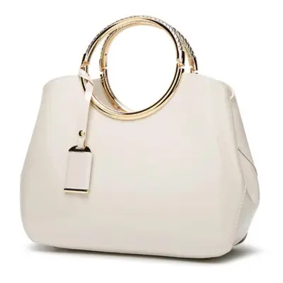 (white, 28cm*10.5cm*22cm) Scione Glossy Patent Leather Shoulder Bag New Women&apos;s Bag Shiny H