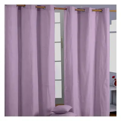 (W 137cm x Drop cm, Mauve) Plain Cotton Eyelet Curtains