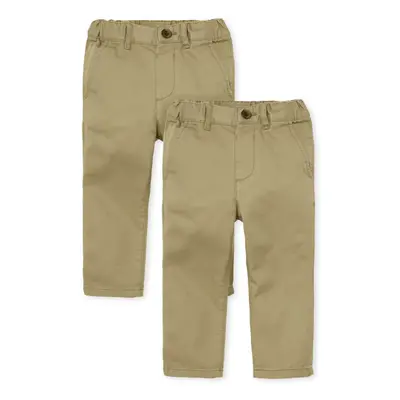 The Children's Place Baby Boys' and Toddler Stretch Skinny Chino Pants Flax 2-Pack 5T