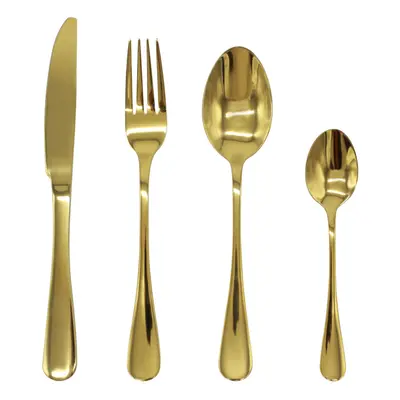 (Gold, 32pc set) Stainless Steel Cutlery Set Black Gold Rainbow Set