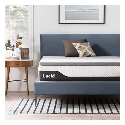 LUCID cm Bamboo Charcoal Memory Foam Mattress Topper - Activated Charcoal - Breathable Mattress 