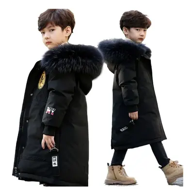 (Black, Years) Kids Boys Parker Coat jacket Hooded Winter Outwear