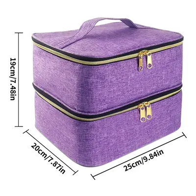 (purple) Essential Oil Case Bottles Nail Polish Storage Bag Portable Cosmetic