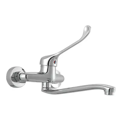 Kitchen Bathroom Faucet Single Hole Wall Mounted Sink Basin Long Spout Faucet Sink Mixer Tap Str