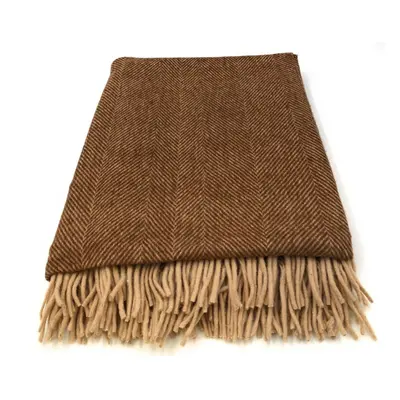 Wool Blend Chestnut Brown Herringbone Blanket Throw Brand NewChestnut Brown Herringbone Blanket 