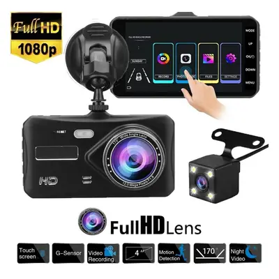 4" In Car Camera Recorder Dual Front and Rear HD 1080P Dash Cam Night Vision