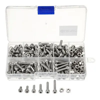 M4SH1 M4 Stainless Steel Hex Socket Cap Head Screws Bolts Nuts Assortment Kit 250Pcs