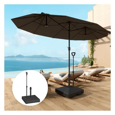 Outsunny Garden Parasol Base Parasol Stand, Sand/Water Filled, Black