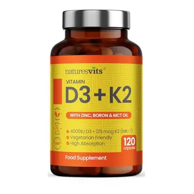 Vitamin D3 and K2 Bone Supplement - with Zinc, MCT Oil and Boron for Calcium Absorption for Join