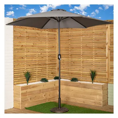 2.7m Havana Garden Patio Parasol with Crank Handle and Cover in Grey