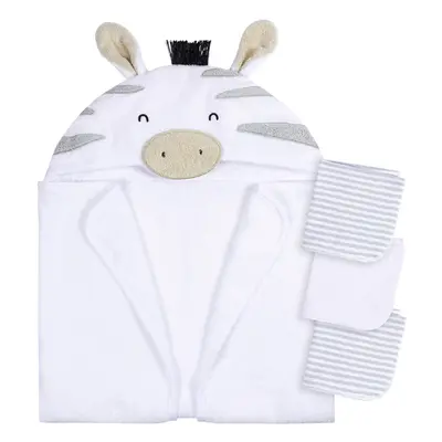 Gerber Baby Piece Animal Character Hooded Towel and Washcloth Set Grey Zebra One Size