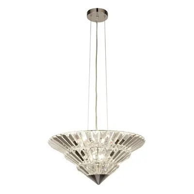 Searchlight Savannah Light Pendant To Flush Chrome, Clear Crystal