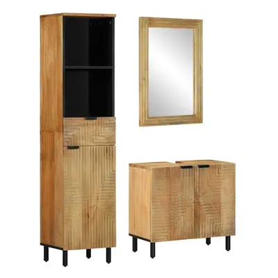 vidaXL Piece Bathroom Furniture Set Brown Solid Wood Mango bathroom cabinet