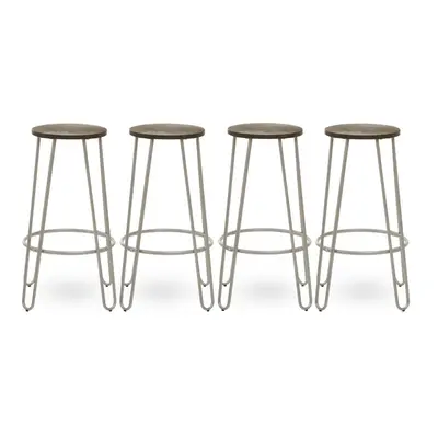 Silver Finish Metal Bar Stool, Hairpin Stool for Kitchen Counter, Versatile Breakfast Stool for 