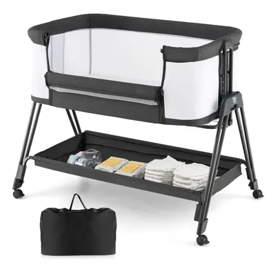 Nursery Bedside Cots Folding Portable Baby Crib Adjustable Baby Bed