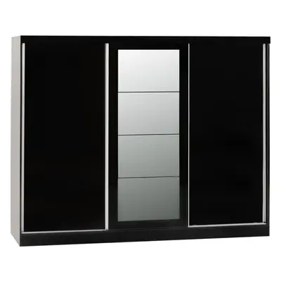 Nevada Door Sliding Wardrobe in Black Gloss Finish