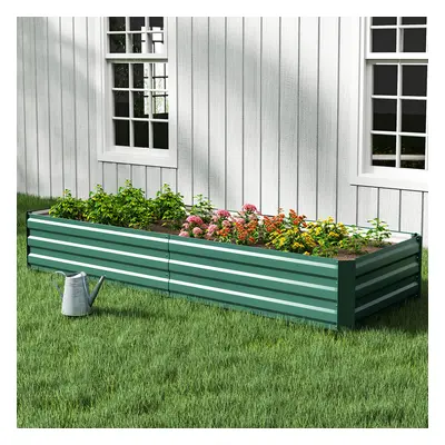 Outdoor Rectangular Metal Raised Garden Bed, Dark Green