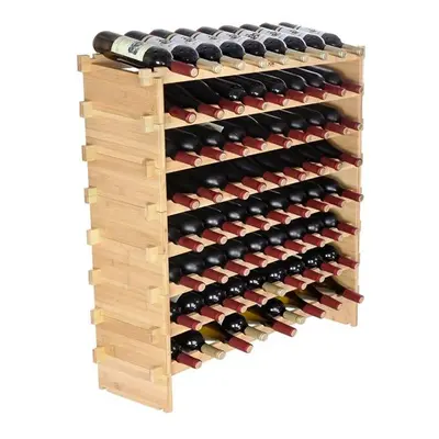 Vevor LSJJZZCPKD872TTK7V0 Bamboo Wood Display Shelf 8-Tier Bottle Stackable Modular Wine Rack