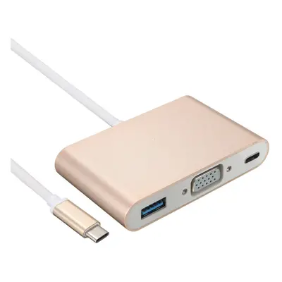 (Gold) USB 3.1 type C to VGA Converter Monitor USB 3.0 Type C Female Charger Adapter for Macbook