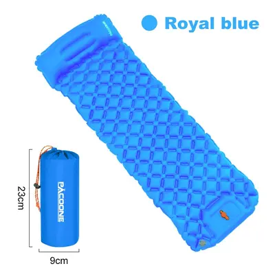 (Royal Blue) Outdoor Camping Sleeping Pad Inflatable Mattress with Pillows Ultralight Air Mat Bu