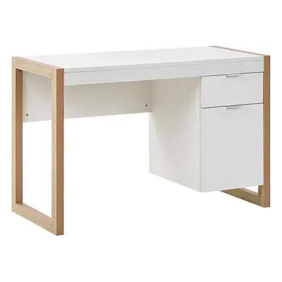 Home Office Desk with Storage Light Wood JOHNSON