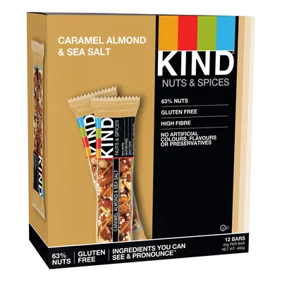 KIND Caramel Almond & Sea Salt - Gluten Free - Healthy Snack Bar - 12x 40g bar