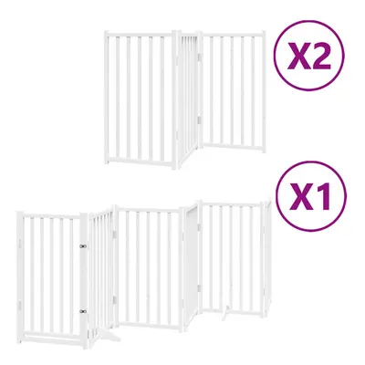 (white, x x cm/ pcs) vidaXL Dog Gate with Door Foldable Panels Dog Fence Gate White Poplar Wood