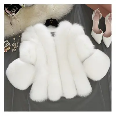 (xxxL, white) Autumn Winter Fur Fox Coat Women Fluffy Jacket Autumn Winter New