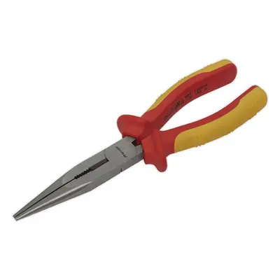 200mm Long Nose Pliers - Serrated Jaws - Hardened Cutting Edges - VDE Approved