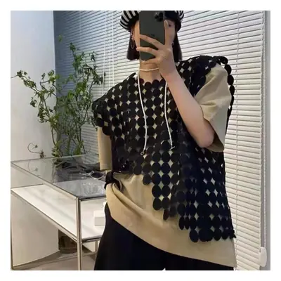 (black, One Size) Rugod Black Hollow Vest Spring Summer New Simple Loose Blouse Vest Fashion Jac