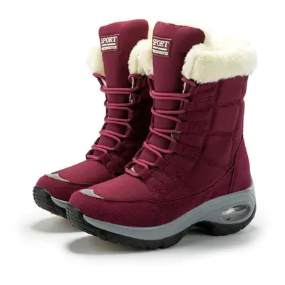 (red, 39) Tuinanle High Quality Winter Boots Women&apos;s Warm Plush Snow Boots Mid-calf Boots W