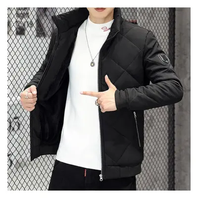 (black, XXXXXL) Men&apos;s Lined Jacket Jacket Plaid Warm Thickened Casual Jacket Loose Zipper J