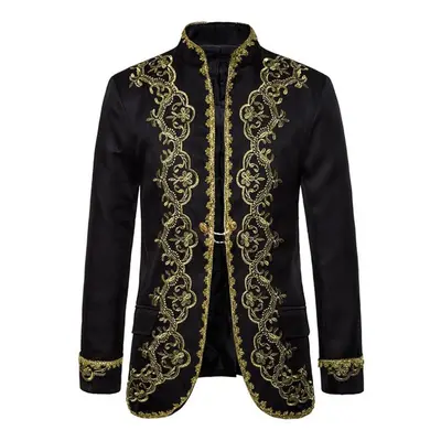 (black, S) Chest Fashion Party Party Gold Glitter Men&apos;s European Gold Inlaid Gift Dress Ope