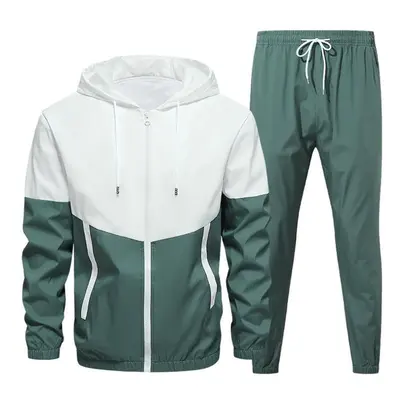 (green, L) Men&apos;s Spring And Autumn New Casual Work Suit Long Pants Sports Coat Two Piece Se