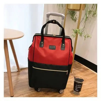 (red, L) Short Distance Travel Large Capacity Waterproof Luggage Bag Boarding Trolley Box Lightw