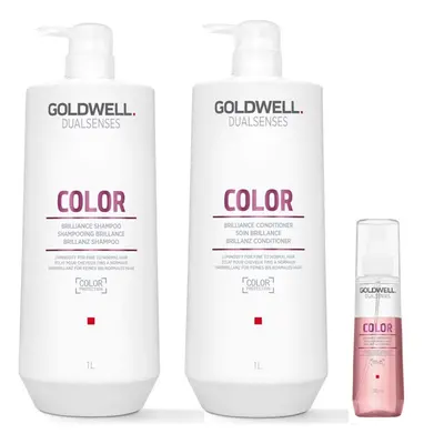 Goldwell Dualsenses Color Shampoo 1000ml, Conditioner 1000ml and Serum Spray 150ml