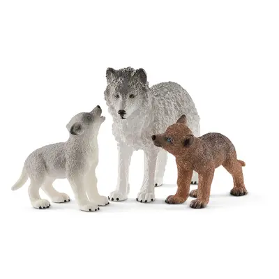 42472n Mother wolf with pups Wild Life Toy Figurine for children aged Years