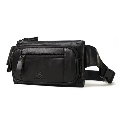 HUMERPAUL Famous Brand Fashion Men Genuine Leather Waist Packs Organizer Travel Chest Bag Necess