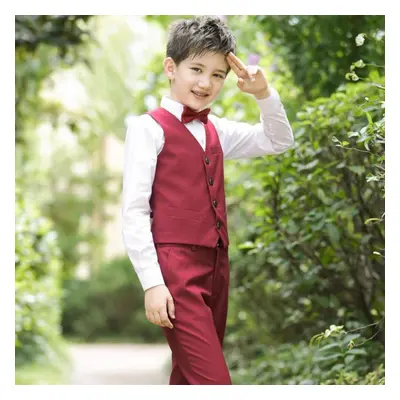 (red, cm) Colors Boy&apos;s Gentle Vest Formal Suit+ Tie For Wedding Children&apos;s Clothing Se