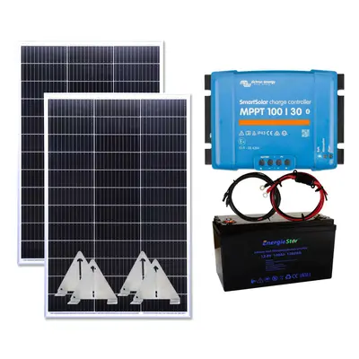 Victron 300w Solar Panel Kit MPPT Charging Controller Lithium Battery Flip Mount,Narrowboat Flip