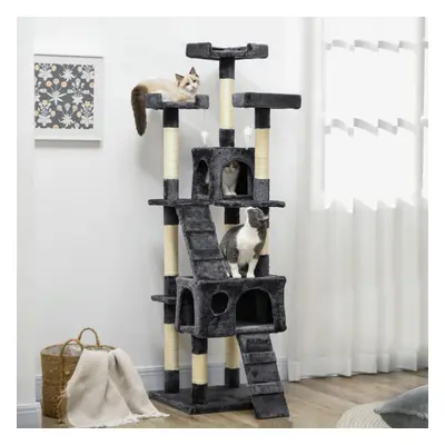 PawHut Cat Tree Scratcher Activity Centre, Condo Scratching Post Toy Bed