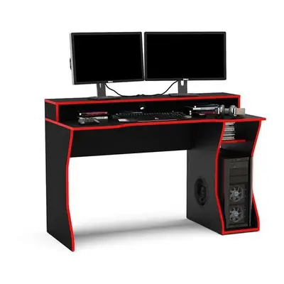 Birlea Enzo Ultimate Gaming Station Computer Desk - Black with Red Edging