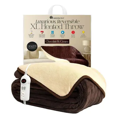 Homefront Heated Electric Reversible Throw Blanket Chocolate & Cream