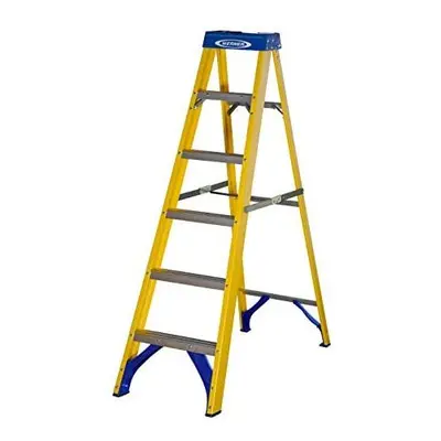 Werner Fibreglass Swingback Stepladder-6 Tread, Yellow, One Size