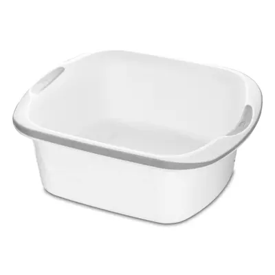 Premium Soft Grip Large Rectangular Washing Up Bowl, 9.5 litre, White and Grey